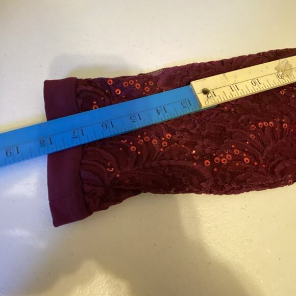 R&M Collection Dress w/Jacket Maroon Lace Sequins Career Formal Evening Sz 12 - Picture 5 of 11